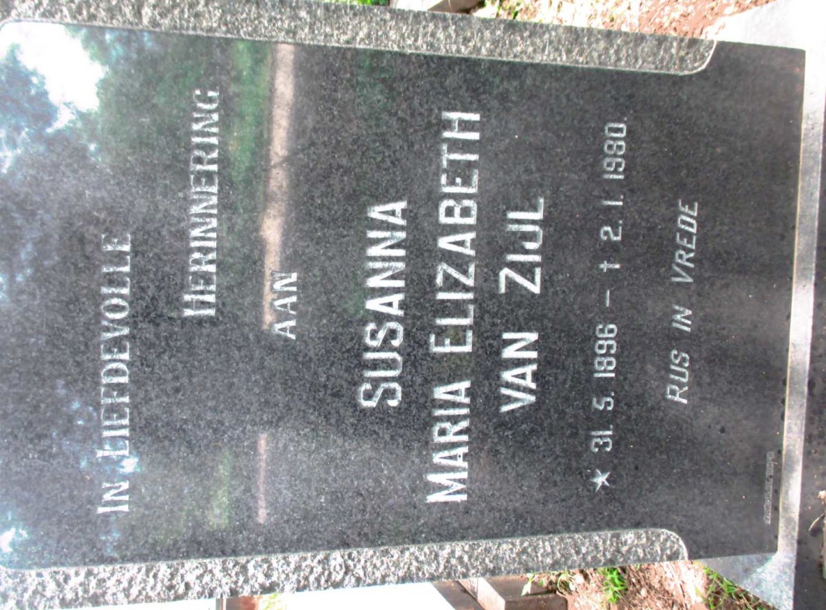 ZIJL Susanna Maria Elizabeth, van 1896-1980