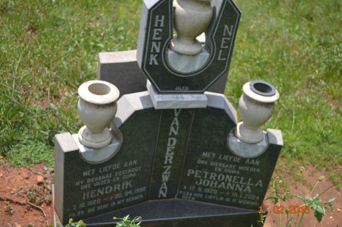 ZWAN Hendrik, van der 1920-1992 &amp; Petronella Johanna 1920-2004