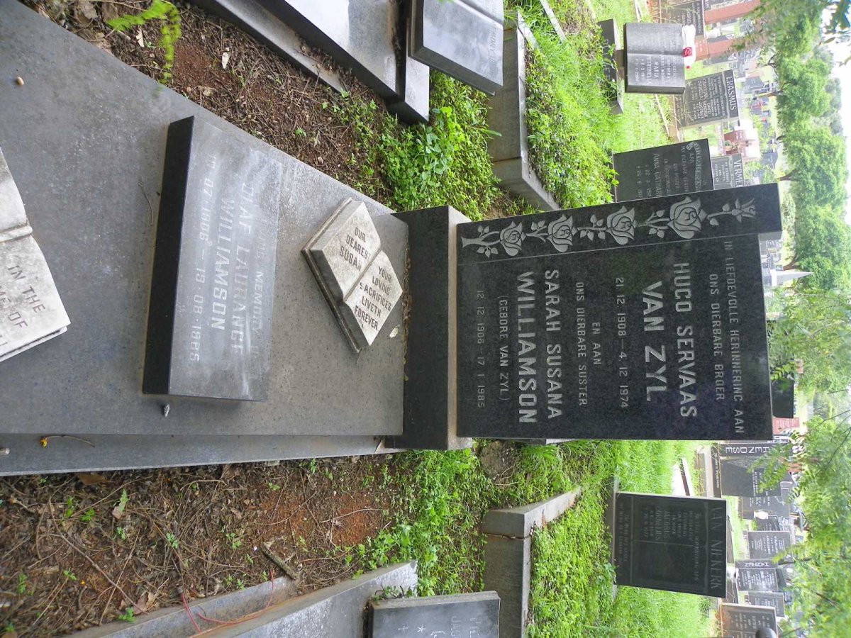 ZYL Hugo Servaas, van 1908-1974 :: WILLIAMSON Olaf Laurance 1906-1985 &amp; Sarah Susana VAN ZYL 1906-1985