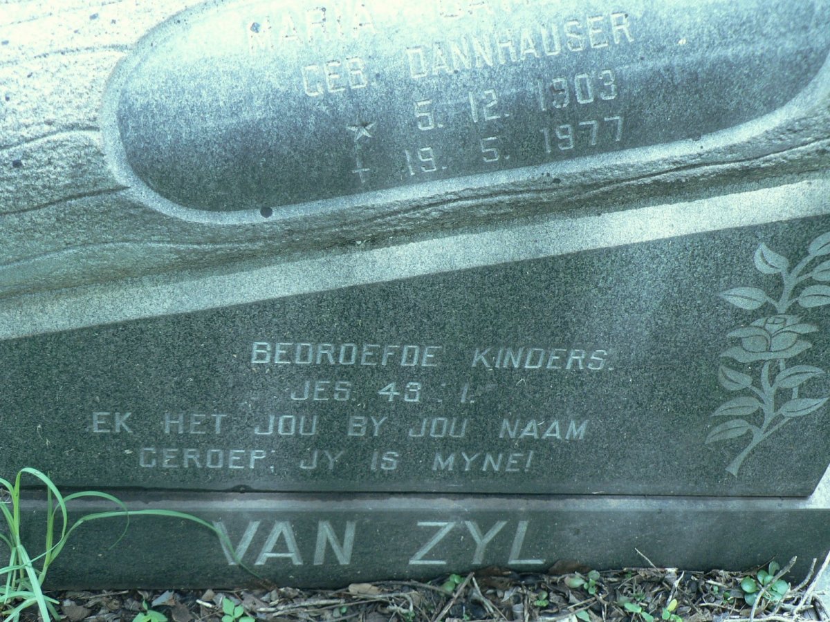 ZYL Maria Catharina, van nee DANNHAUSER 1903-1977
