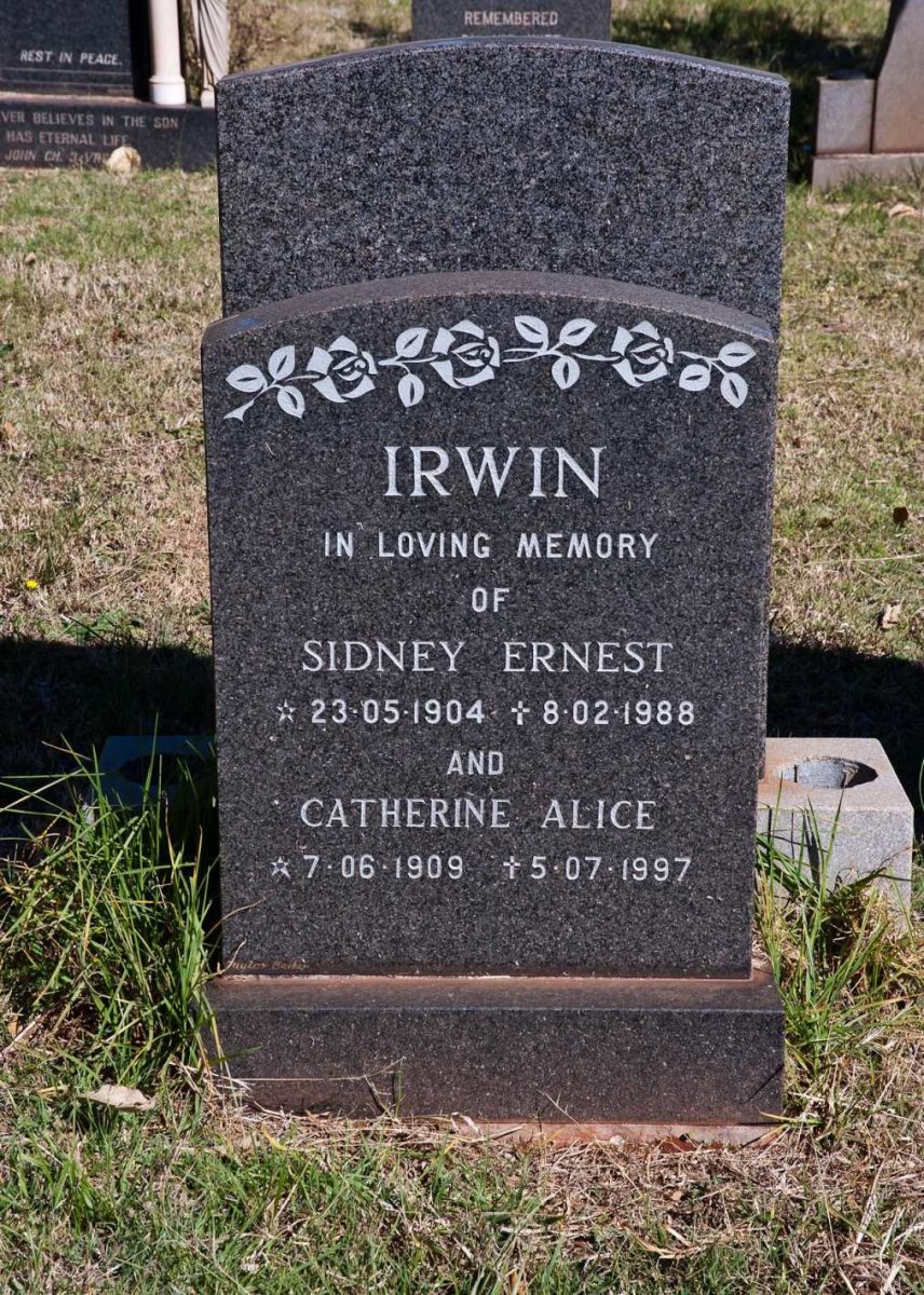 IRWIN Sidney Ernest 1904-1988 &amp; Catherine Alice 1909-1997
