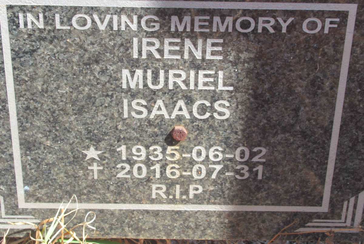 ISAACS Irene Muriel 1935-2016