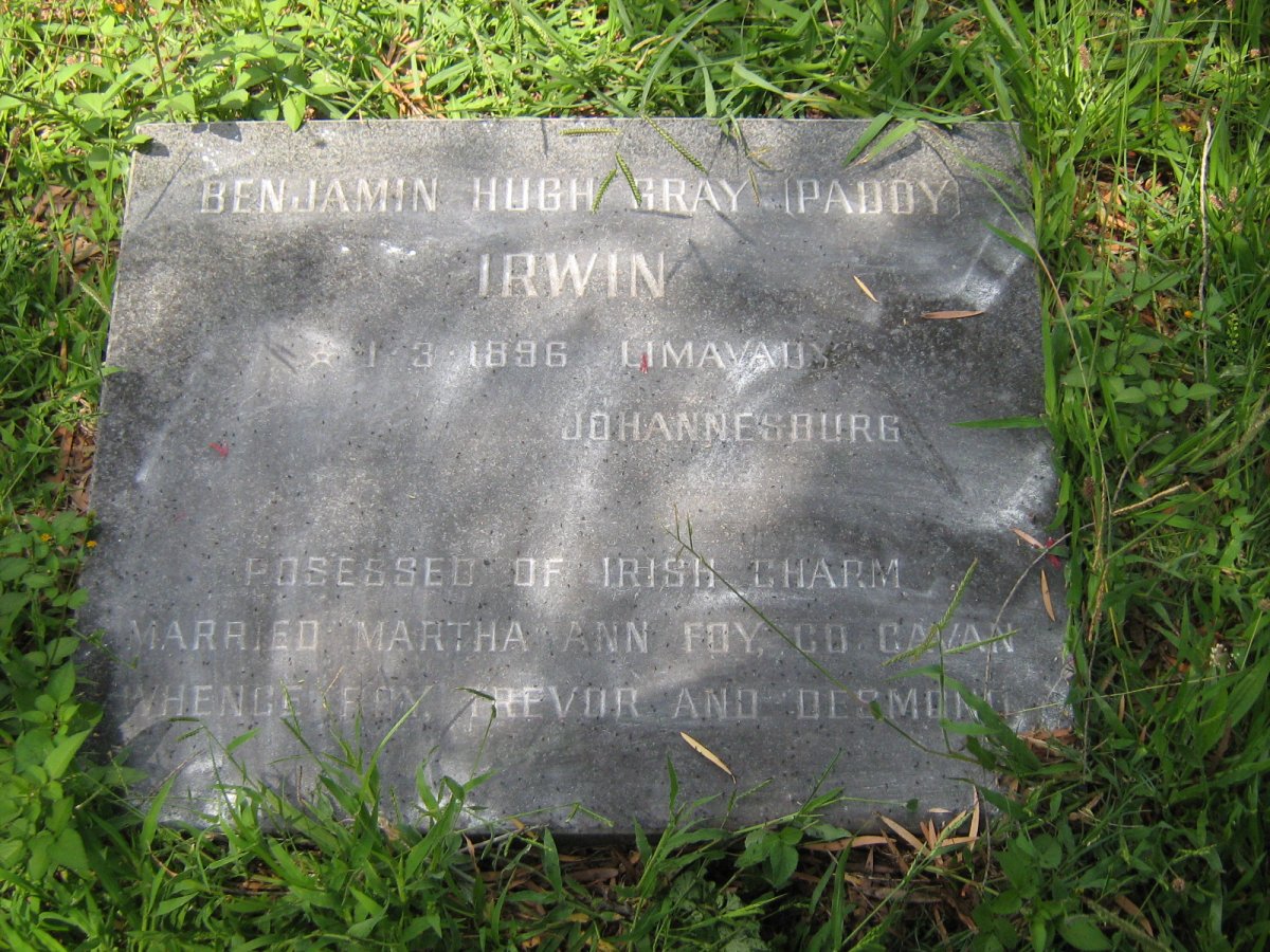IRWIN Benjamin Hugh Gray 1896-