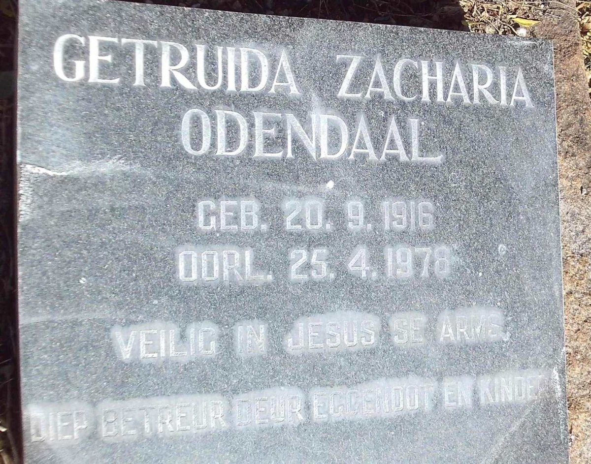 ODENDAAL Getruida Zacharia 1916-1978
