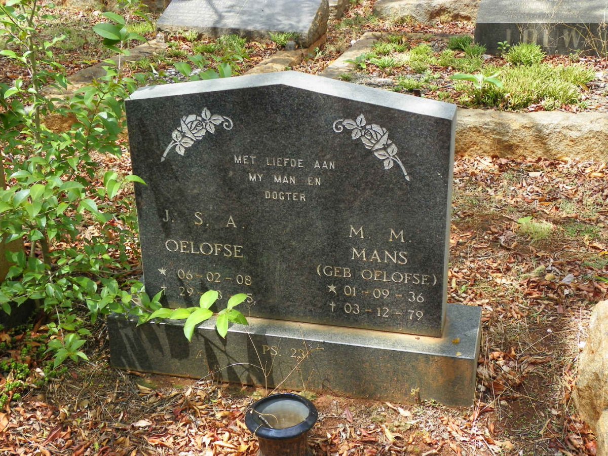 OELOFSE J.S.A. 1908-1945 :: MANS M.M. nee OELOFSE 1936-1979