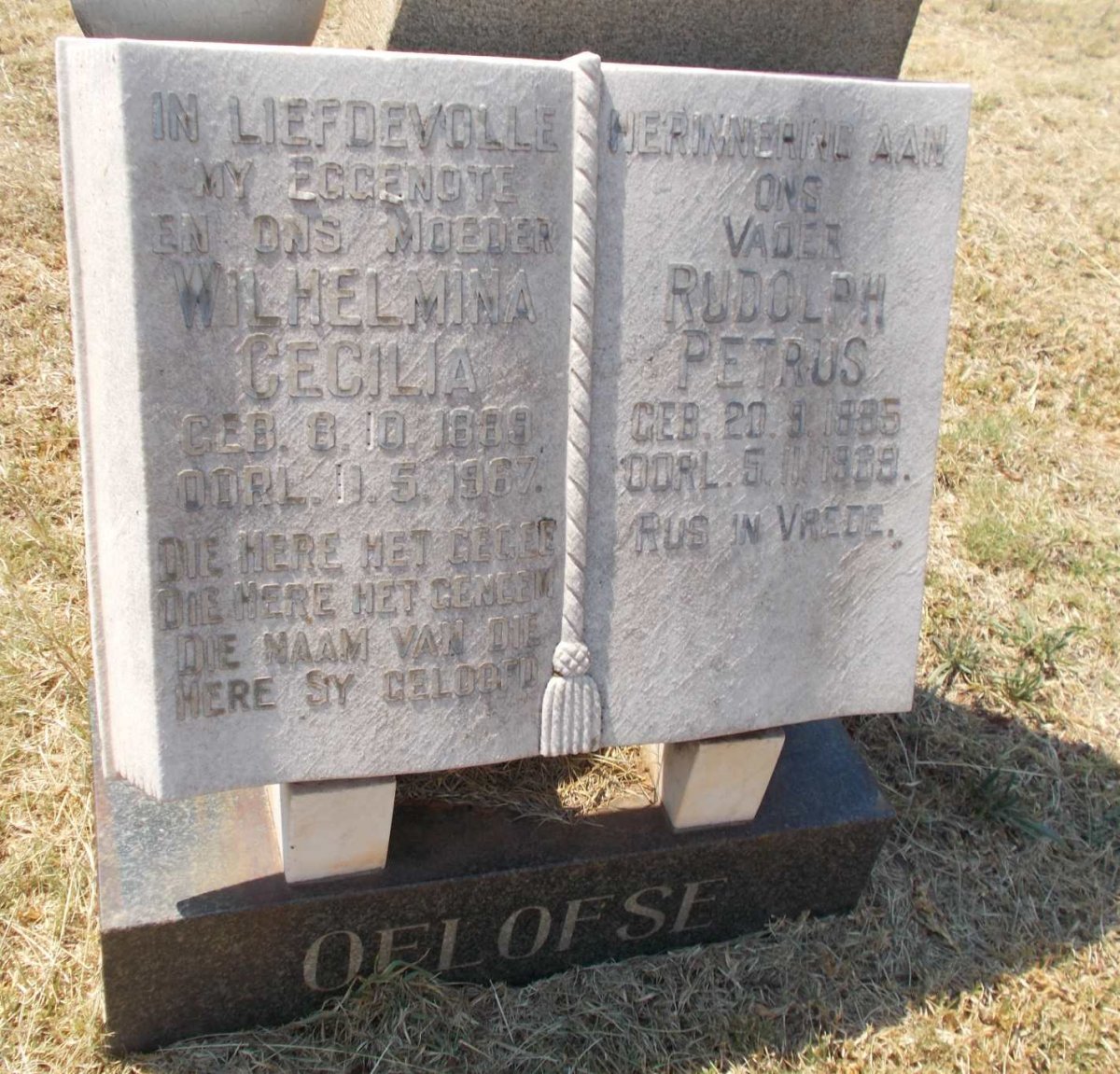 OELOFSE Rudolph Petrus 1885-1969 &amp; Wilhelmina Cecilia 1889-1967