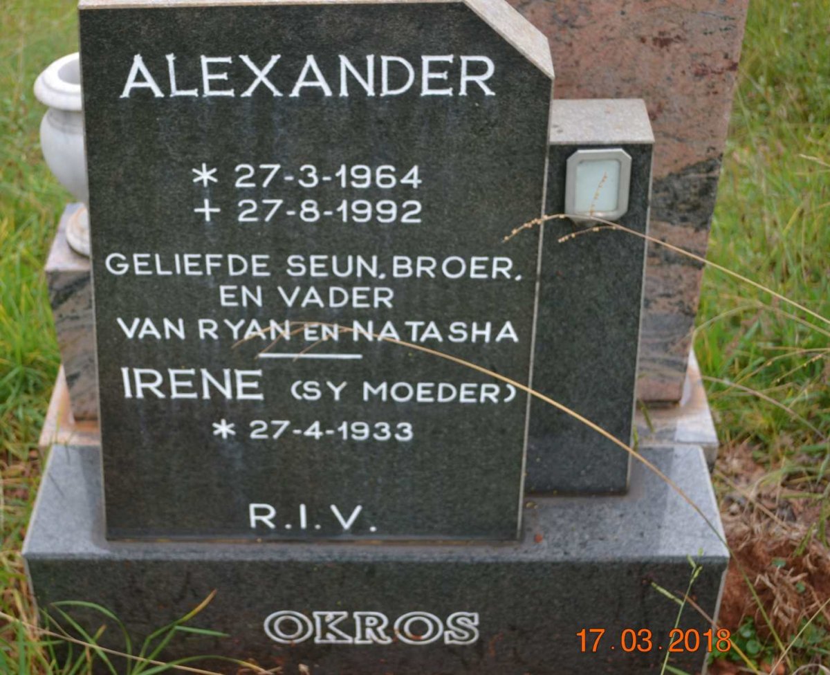 OKROS Alexander 1964-1992 :: OKROS Irene 1933-