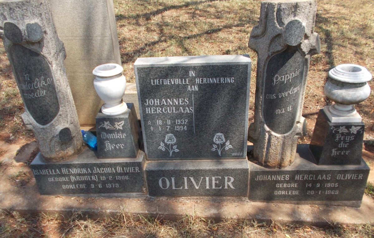 OLIVIER Johannes Herclaas 1905-1969 &amp; Isabella Hendrika Jacoba KRUGER 1908-1979 :: OLIVIER Johannes Herculaas 1932-1994