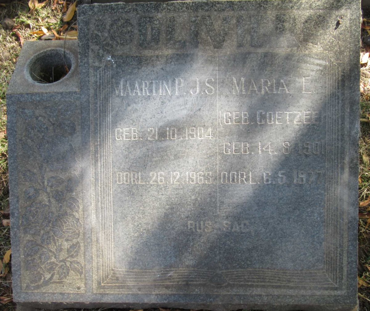 OLIVIER Martin P.J.S. 1904-1963 &amp; Maria E. COETZEE 1901-1977