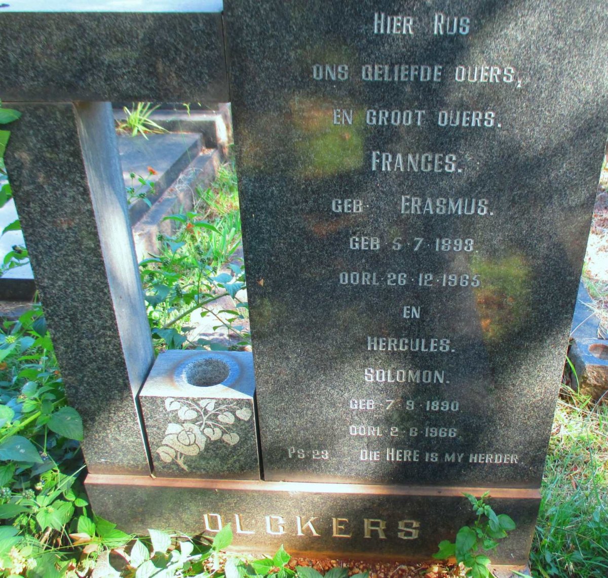 OLCKERS Hercules Solomon 1890-1966 &amp; Frances ERASMUS 1893-1965