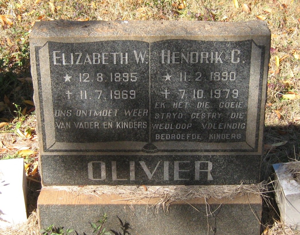OLIVIER Hendrik C. 1890-1979 &amp; Elizabeth W. 1895-1969