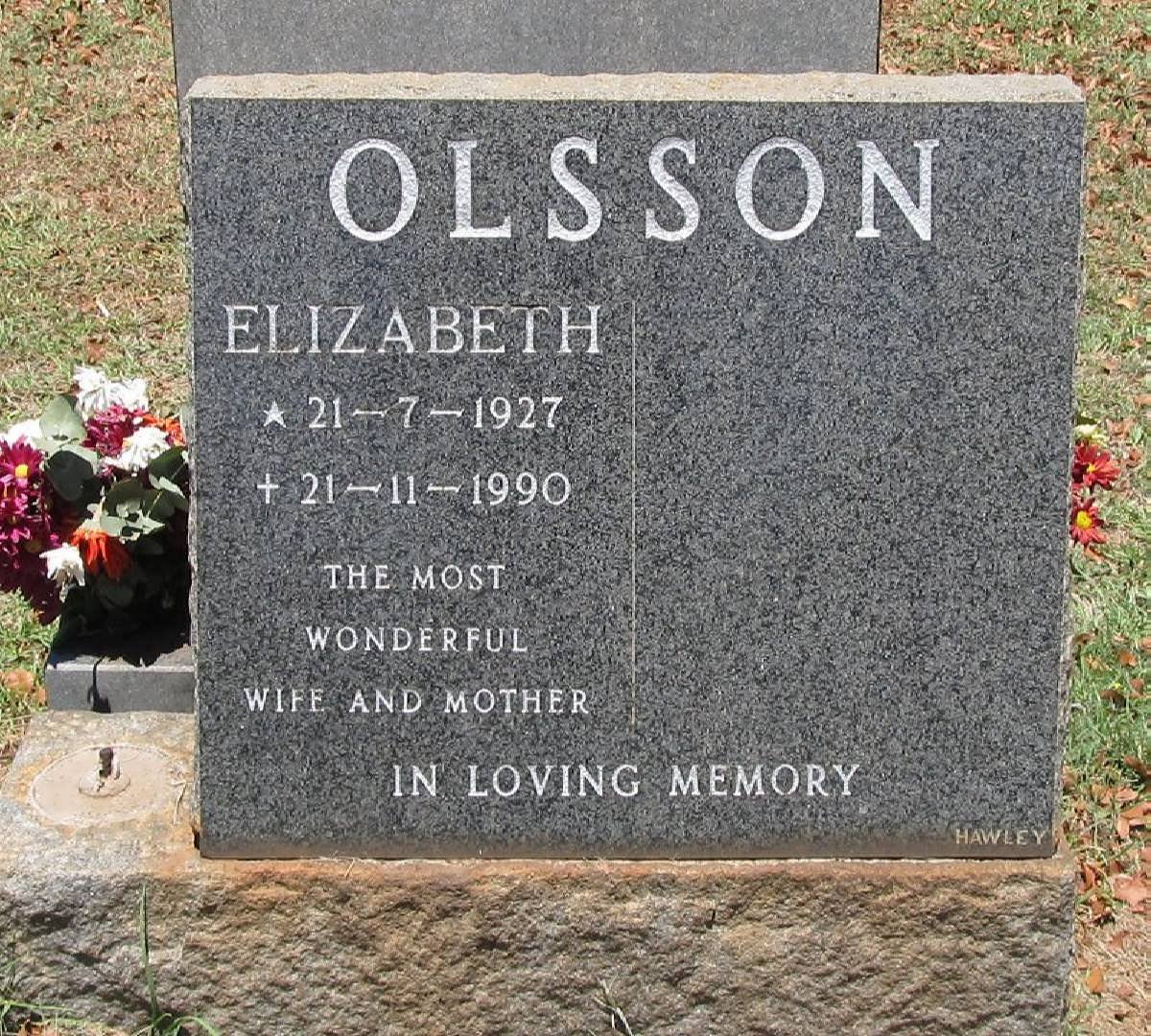 OLSSON Elizabeth 1927-1990
