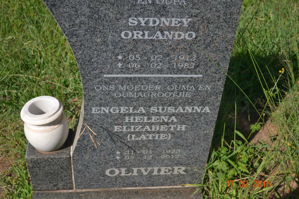 OLIVIER Sydney Orlando 1913-1982 &amp; Engela Susanna Helena Elizabeth LATIE 1923-2012
