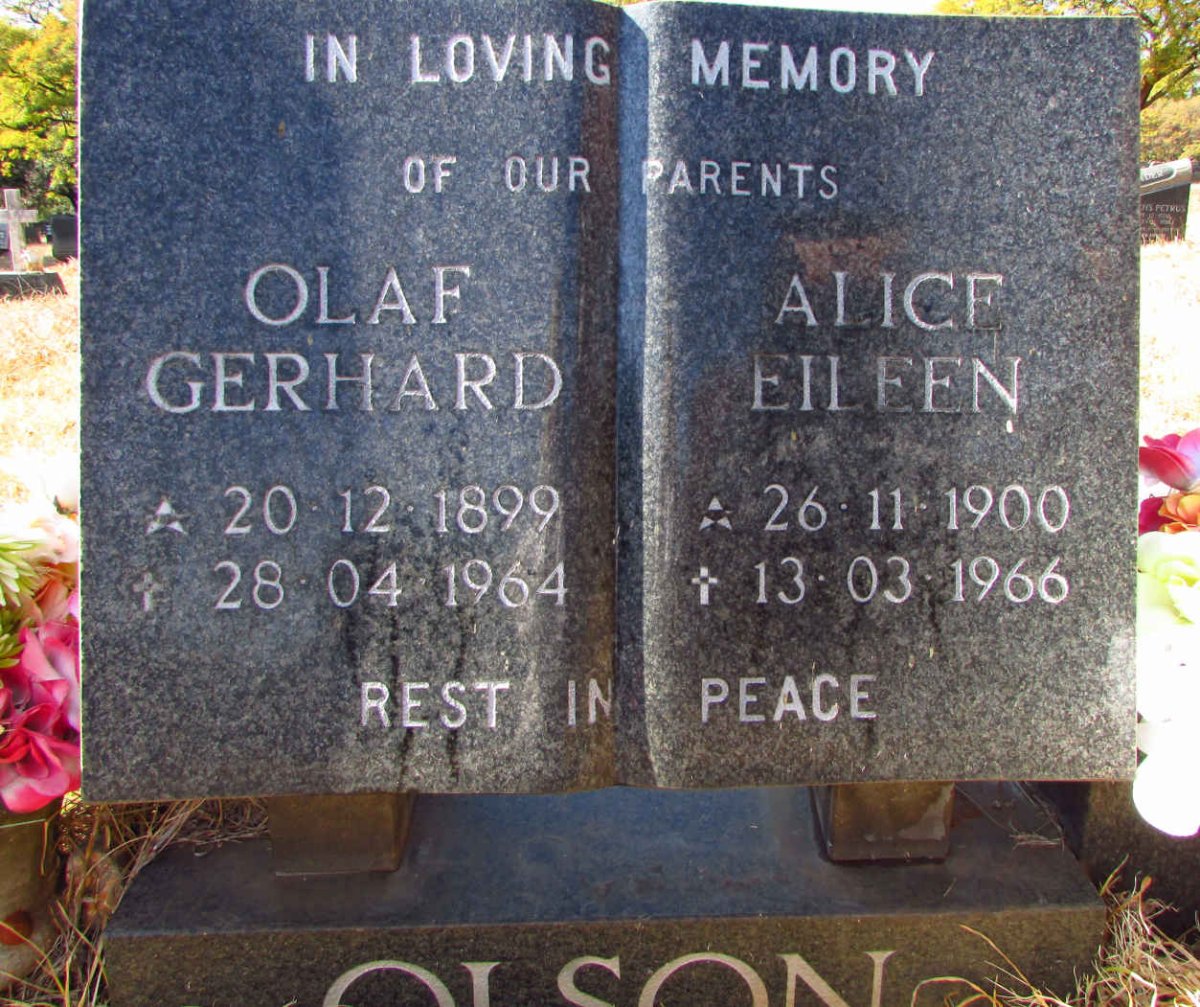 OLSON Olaf Gerhard 1899-1964 &amp; Alice Eileen 1900-1966