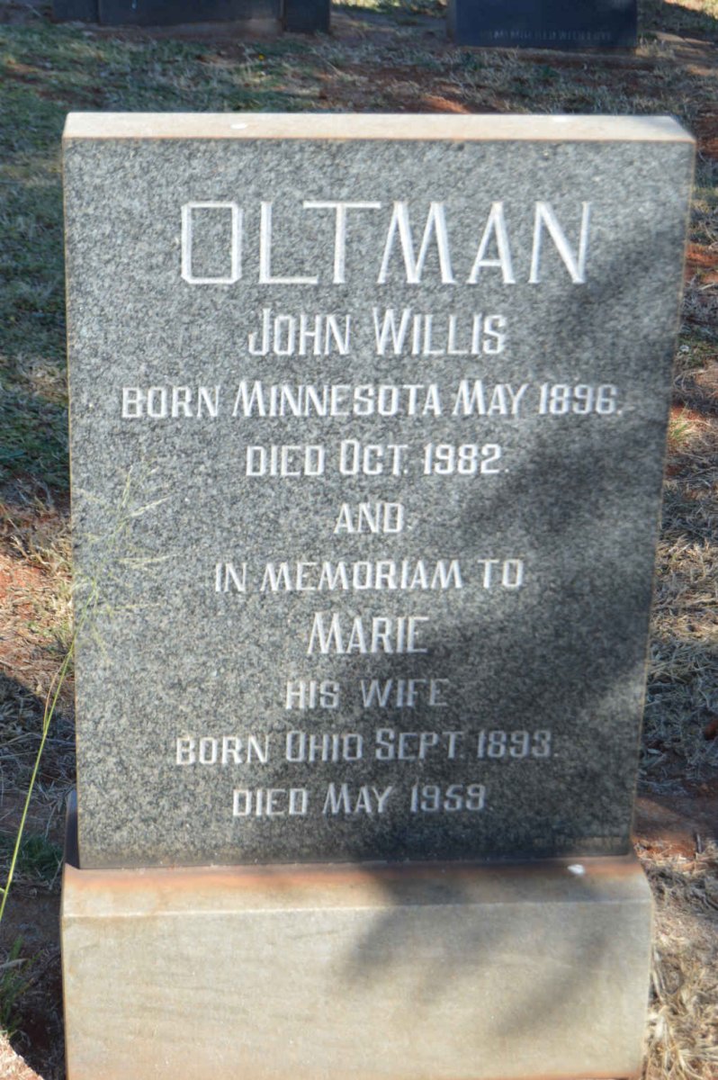OLTMAN John Willis 1896-1982 &amp; Marie 1893-1959