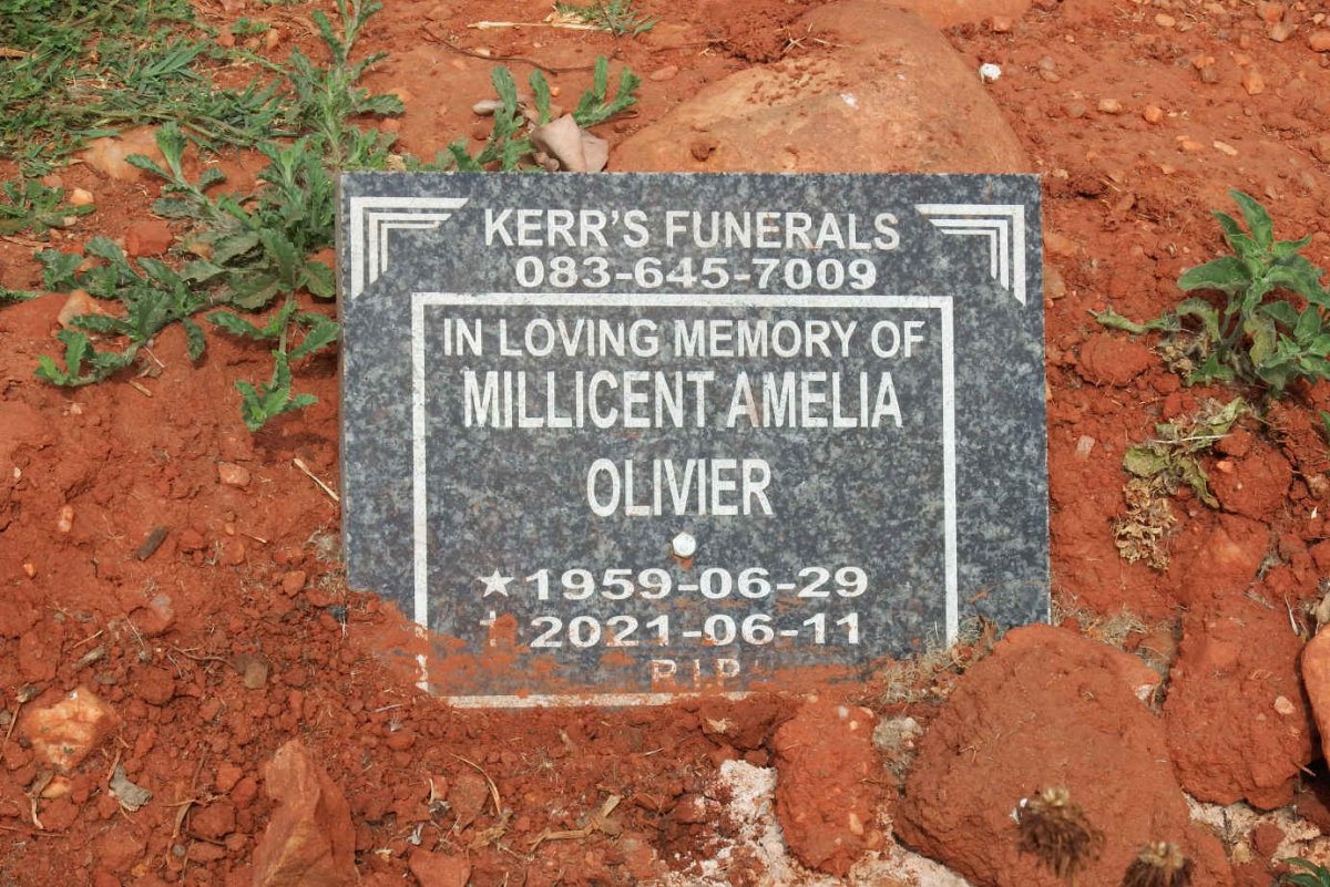 OLIVIER Millicent Amelia 1959-2021