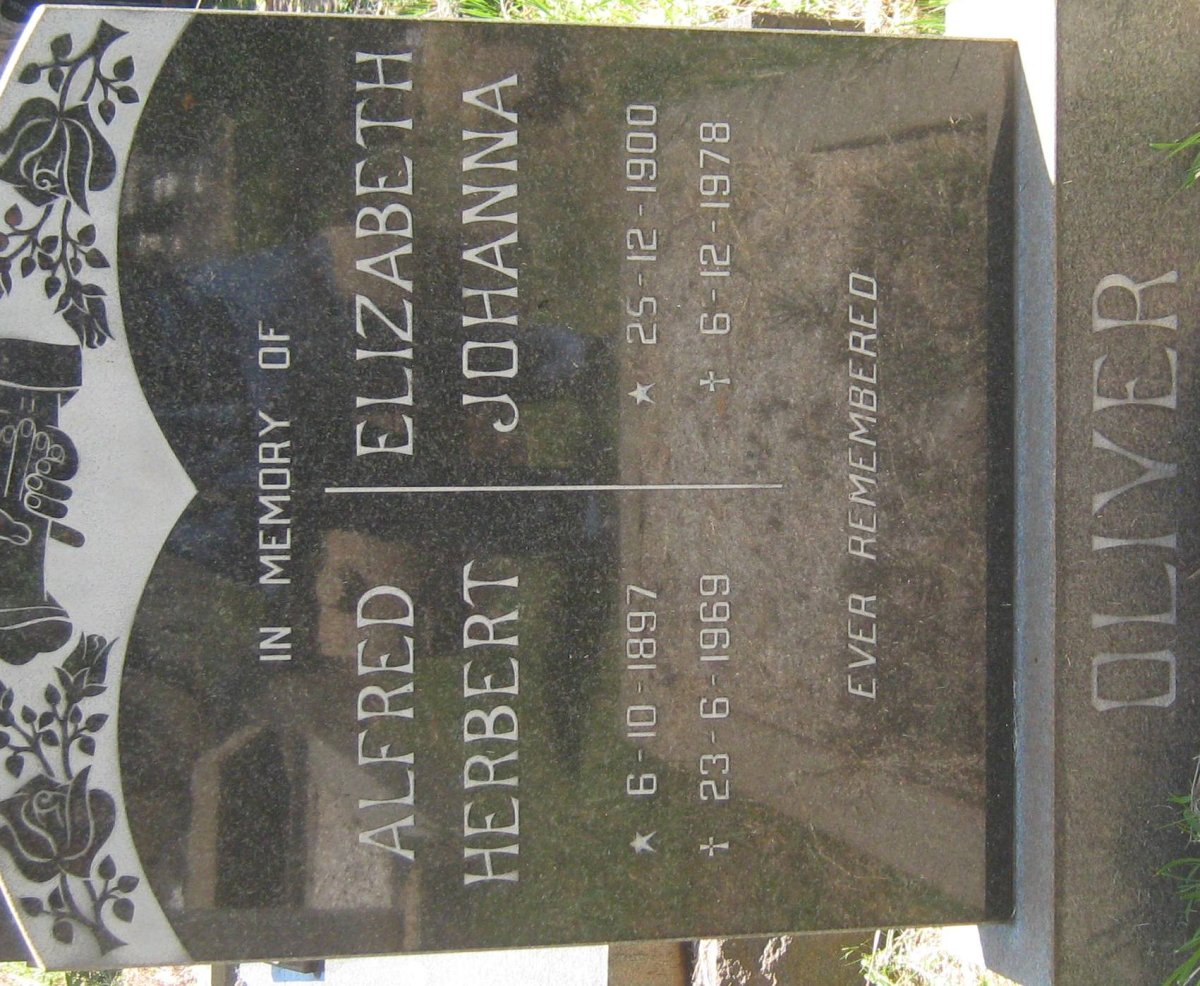 OLIVER Alfred Herbert 1897-1969 &amp; Elizabeth Johanna 1900-1978
