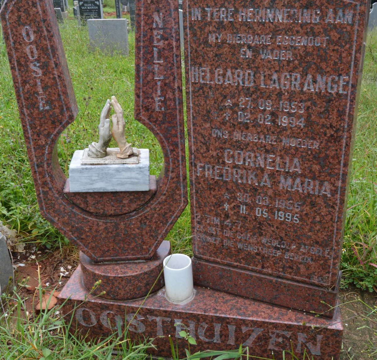 OOSTHUIZEN Helgard Lagrange 1953-1994 &amp; Cornelia Fredrika Maria 1955-1995