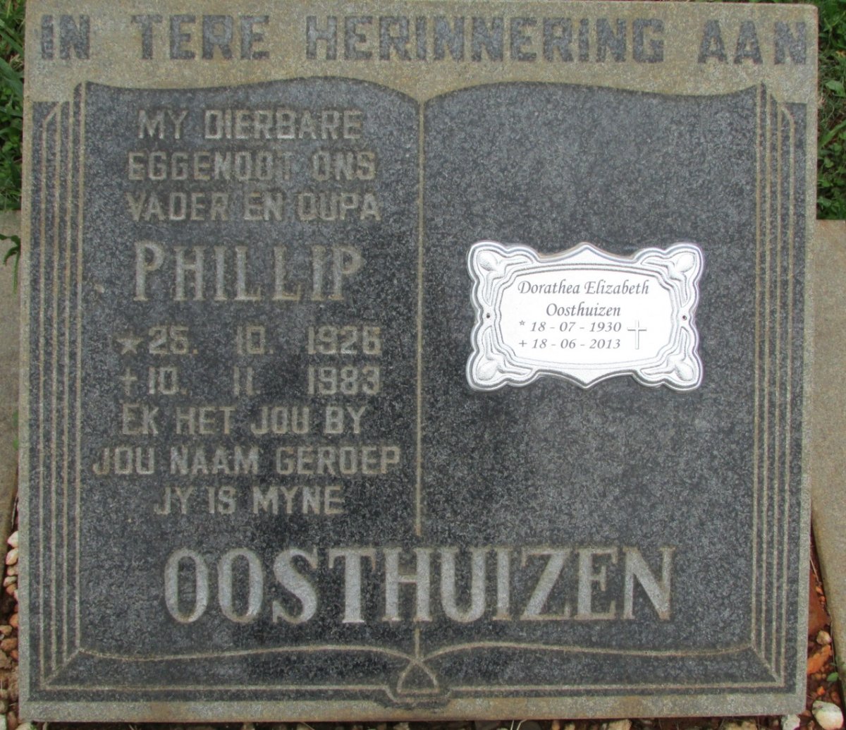 OOSTHUIZEN Phillip 1926-1983 &amp; Dorathea Elizabeth 1930-2013