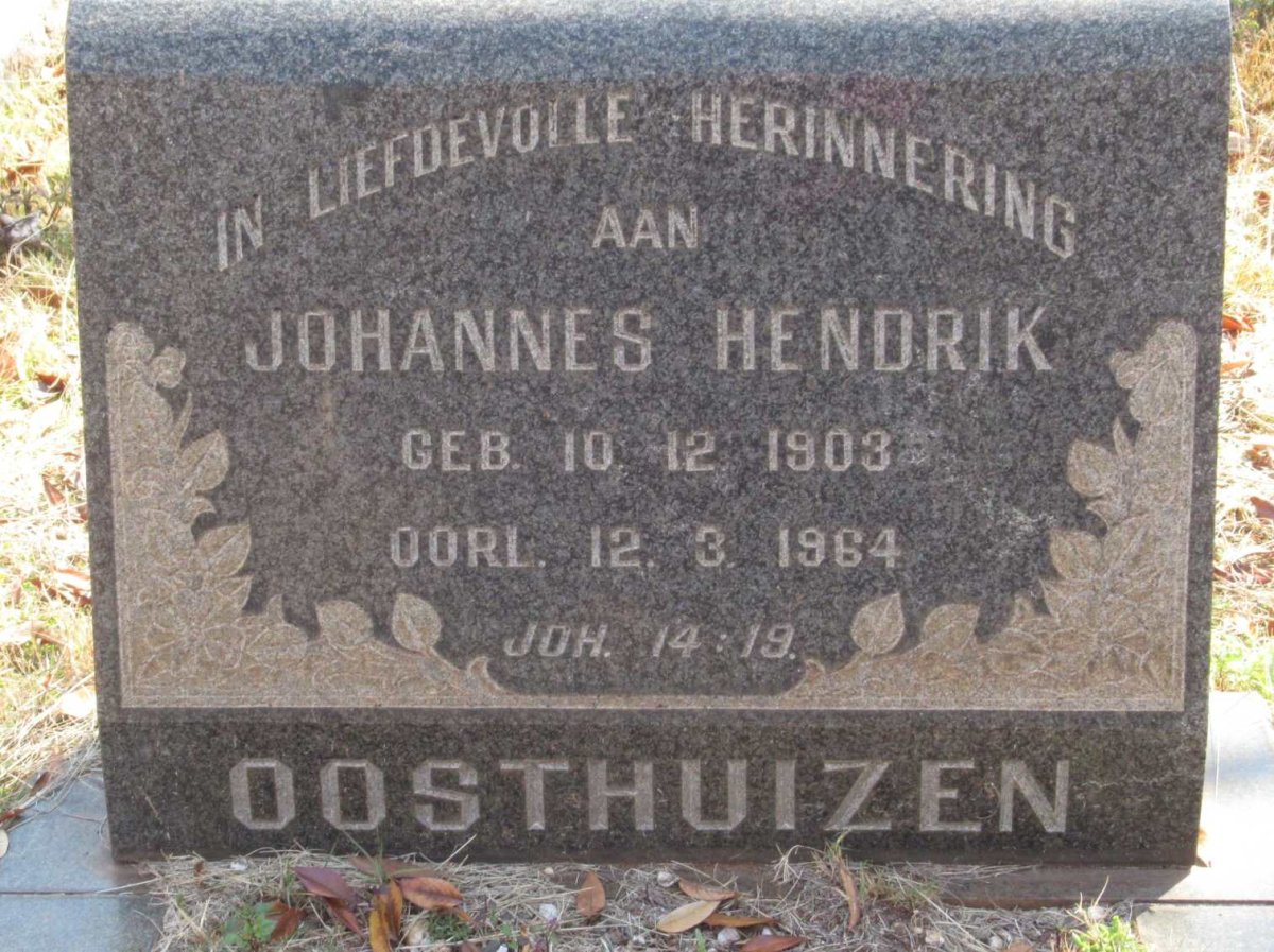 OOSTHUIZEN Johannes Hendrik 1903-1964