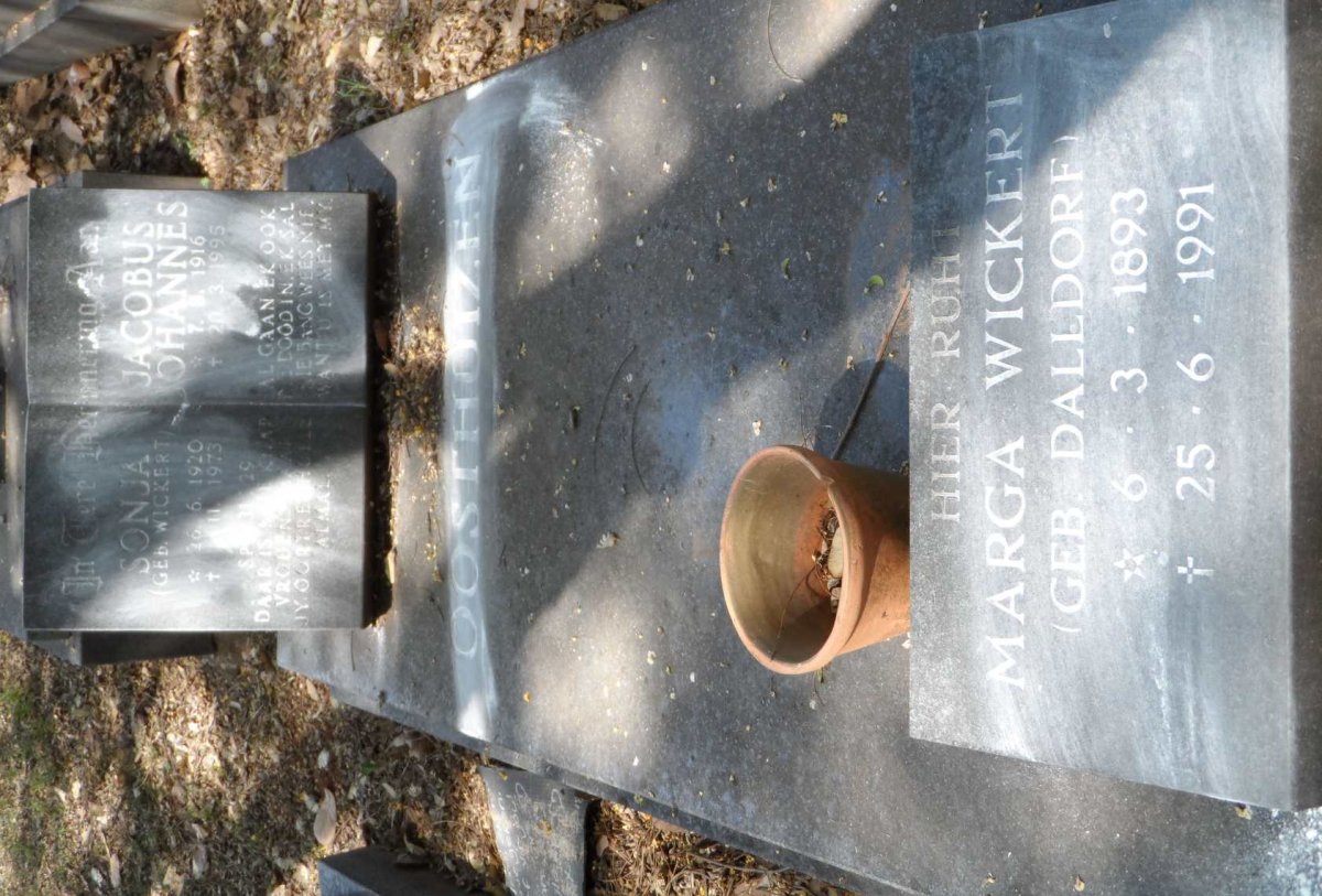 OOSTHUIZEN Jacobus Johannes 1916-1995 &amp; Sonja WICKERT 1920-1973 :: WICKERT Marga nee DALLDORF 1893-1991