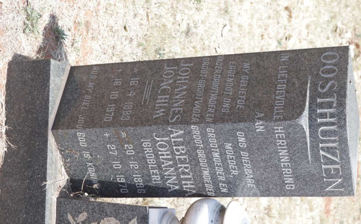 OOSTHUIZEN Johannes Joachim 1883-1970 &amp; Albertha Johanna GROBLER 1886-1970