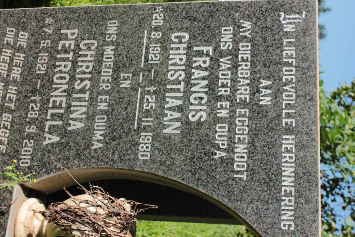 OPPERMAN Francis Christiaan 1921-1980 &amp; Christina Petronella 1921-2010