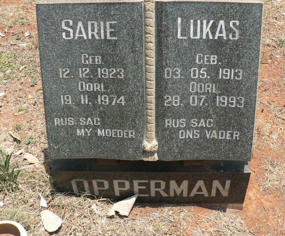 OPPERMAN Lukas 1913-1993 &amp; Sarie 1923-1974