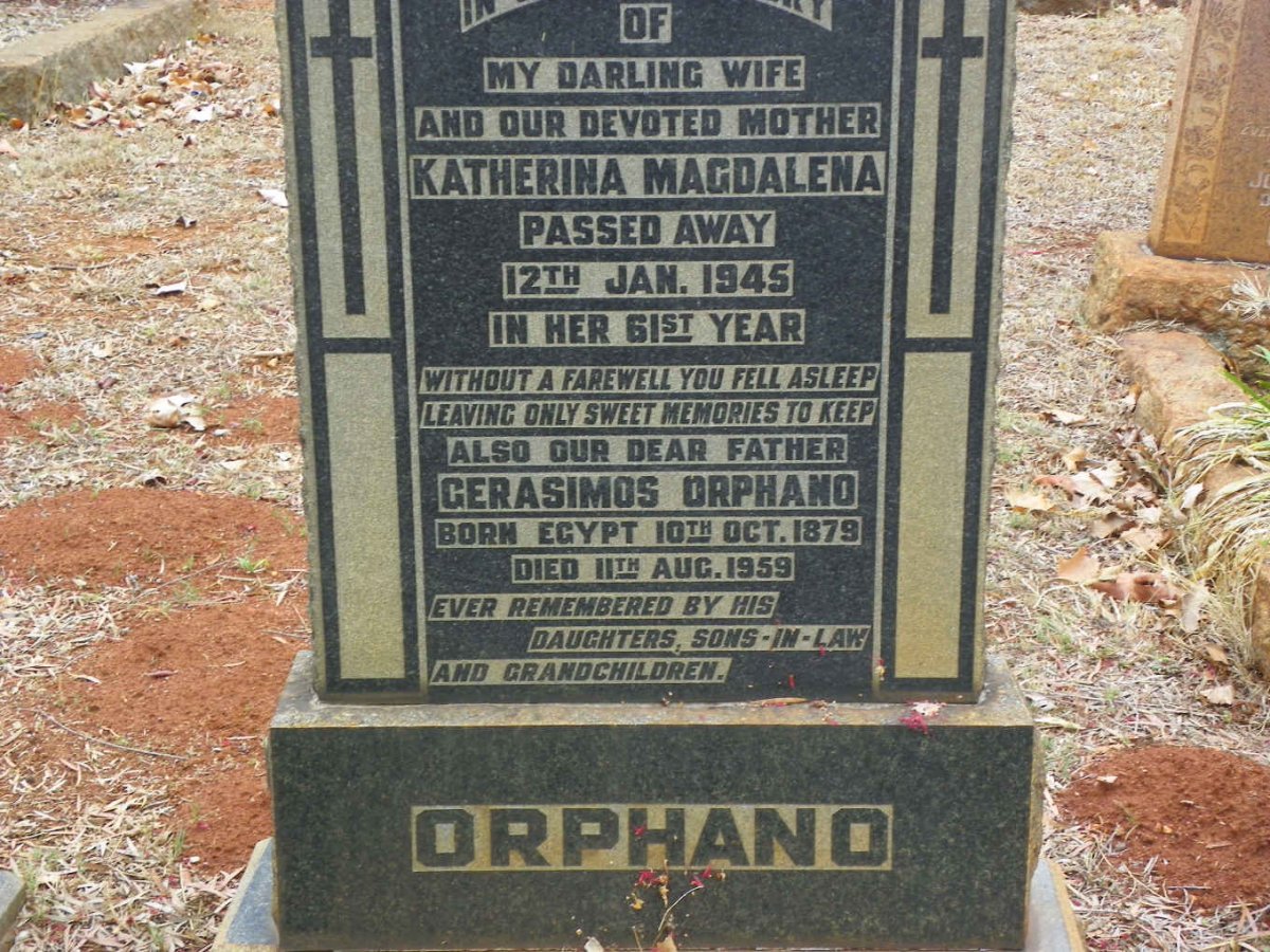 ORPHANO Gerasimos 1879-1959 &amp; Katherina Magdalena -1945
