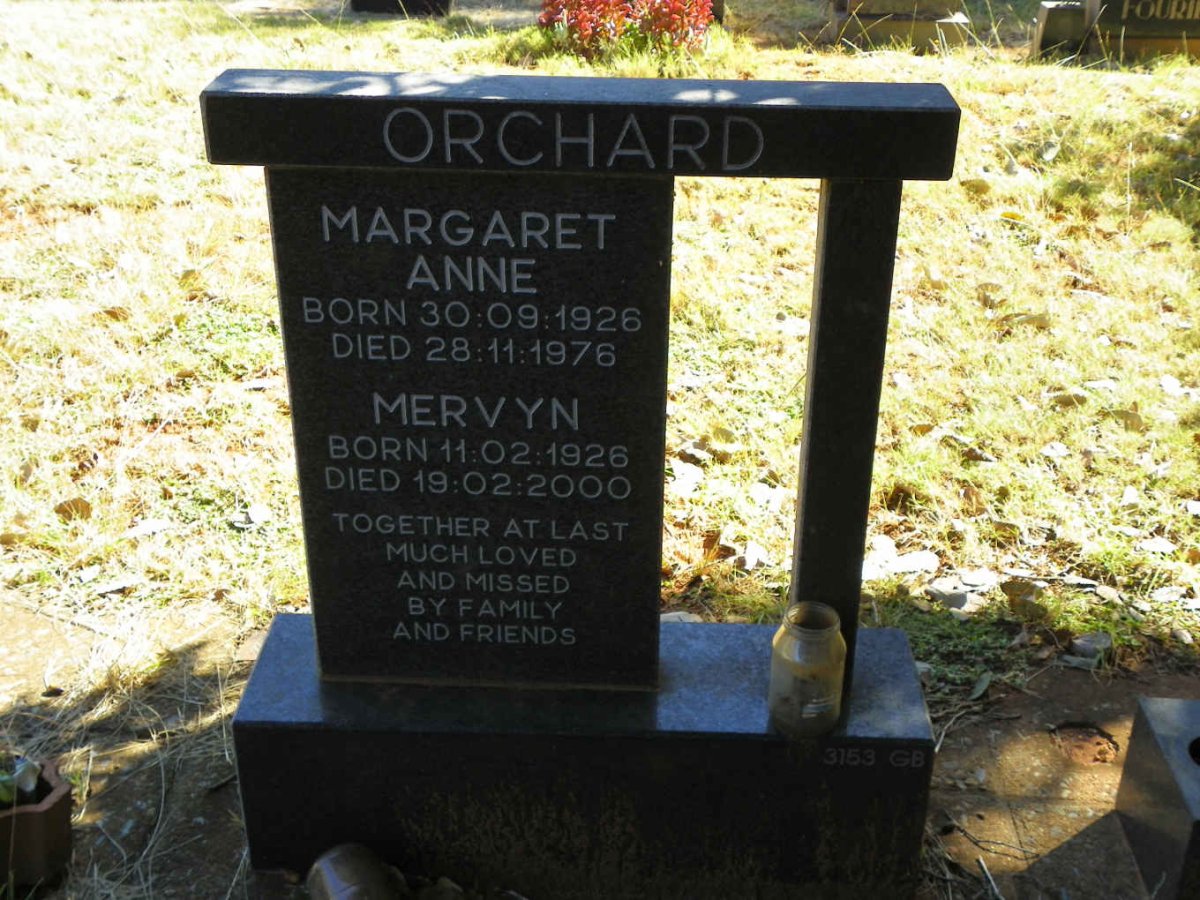 ORCHARD Mervyn 1926-2000 &amp; Margaret Anne 1926-1976