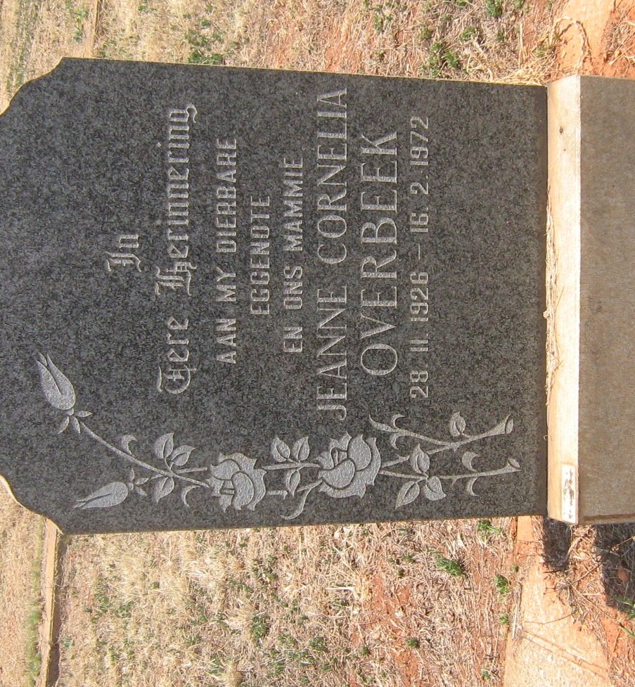 OVERBEEK Jeanne Cornelia 1926-1972