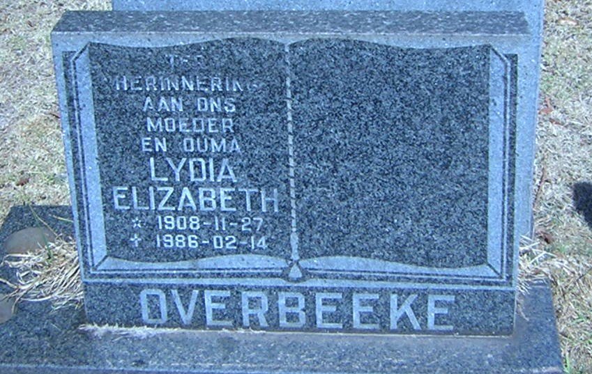 OVERBEEKE Lydia Elizabeth 1908-1986