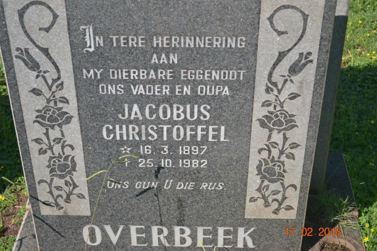 OVERBEEK Jacobus Christoffel 1897-1982