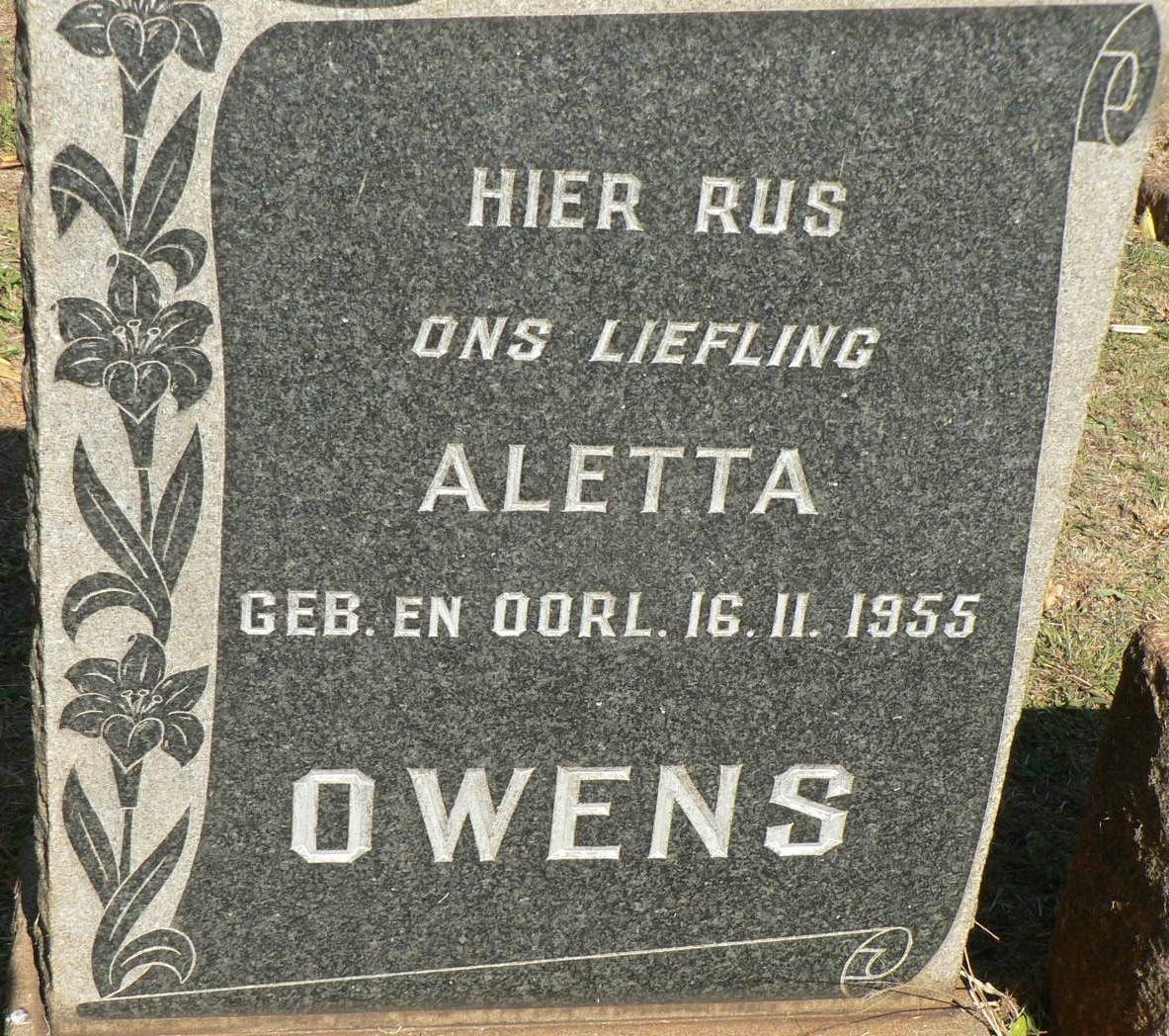 OWENS Aletta 1955-1955