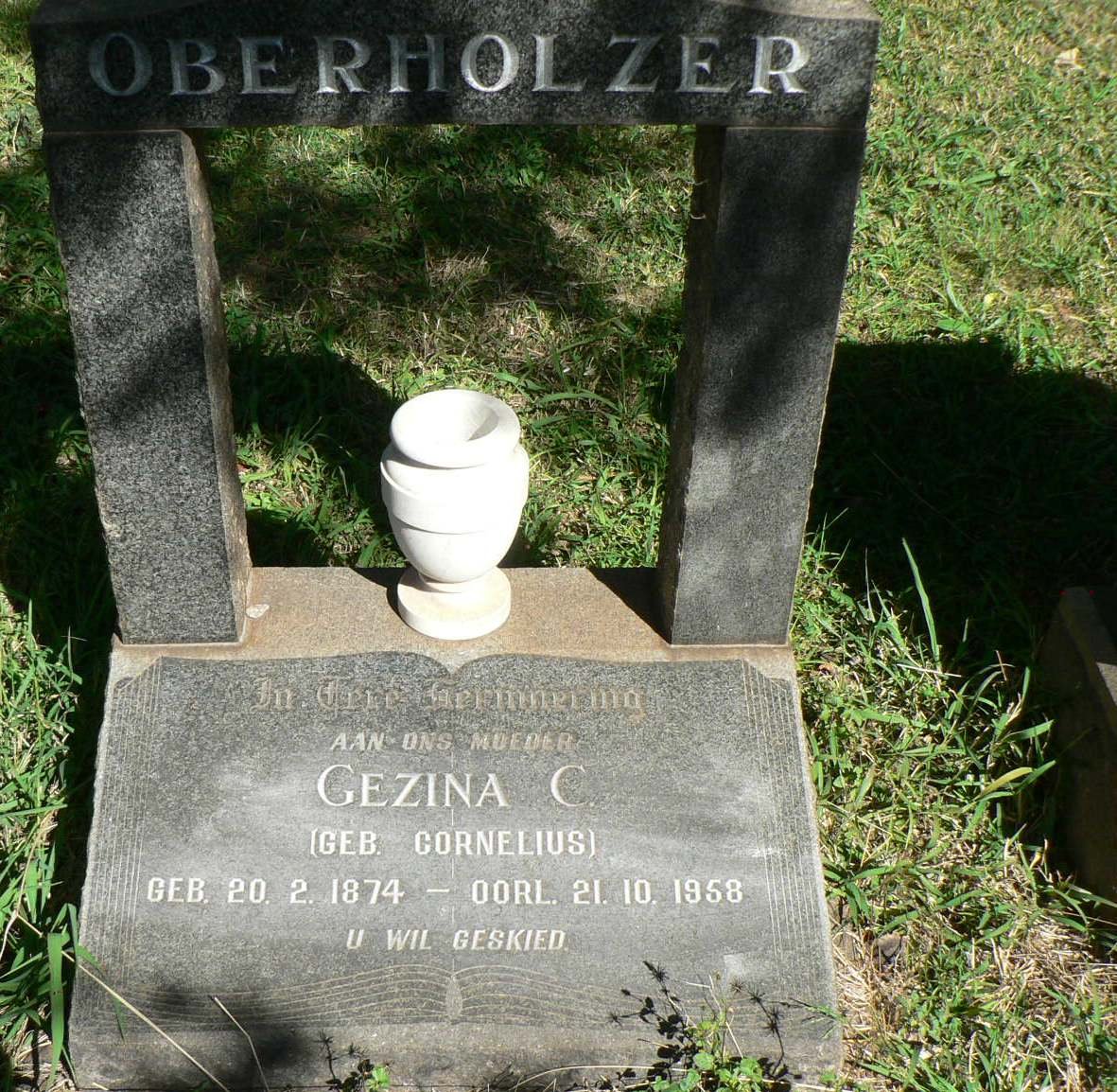 OBERHOLZER Gezina C. nee CORNELIUS 1874-1958