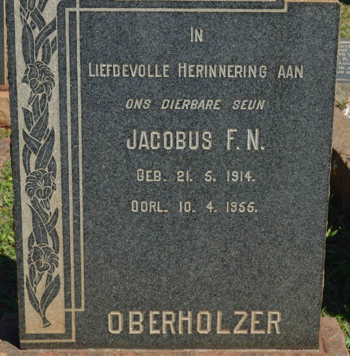 OBERHOLZER Jacobus F.N. 1914-1955