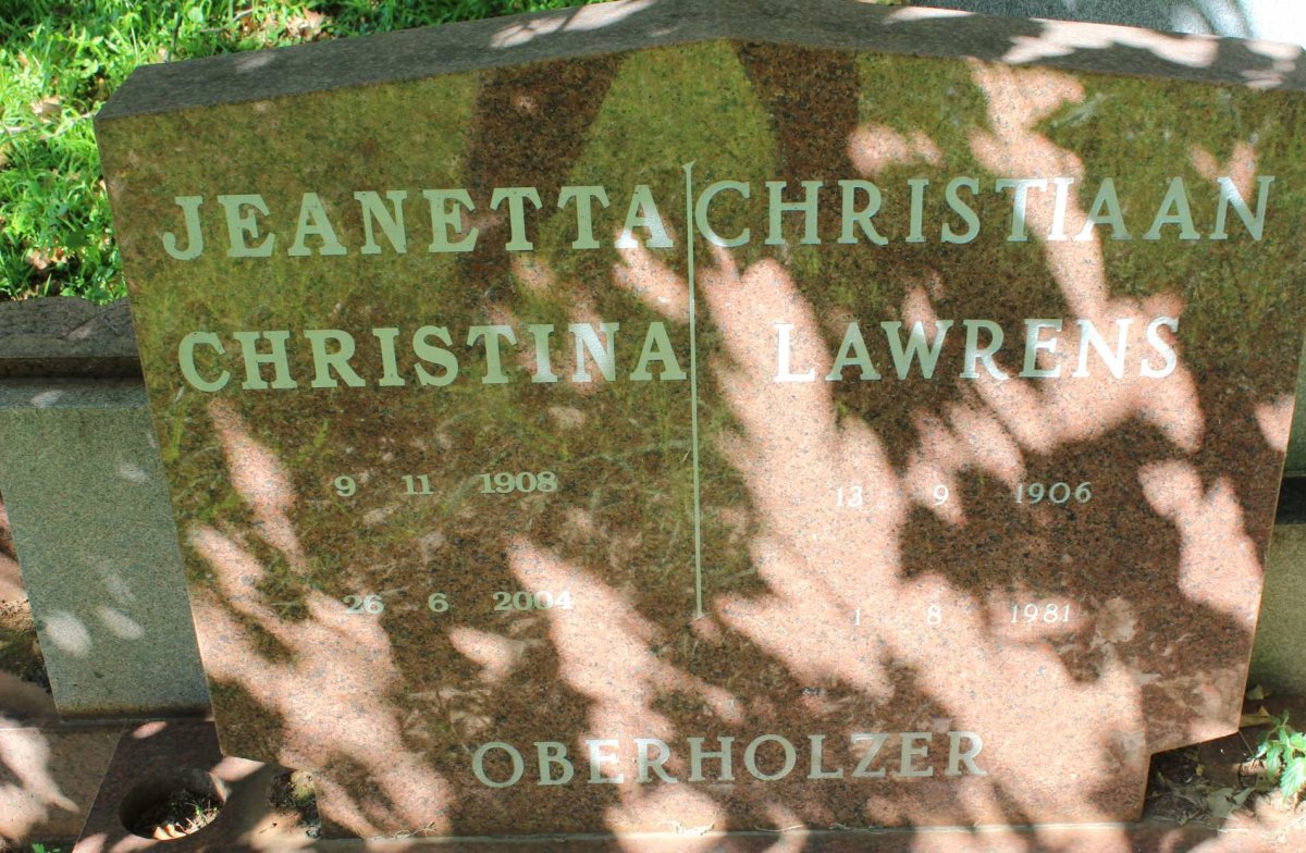 OBERHOLZER Christiaan Lawrens 1906-1981 &amp; Jeanetta Christina 1908-2004