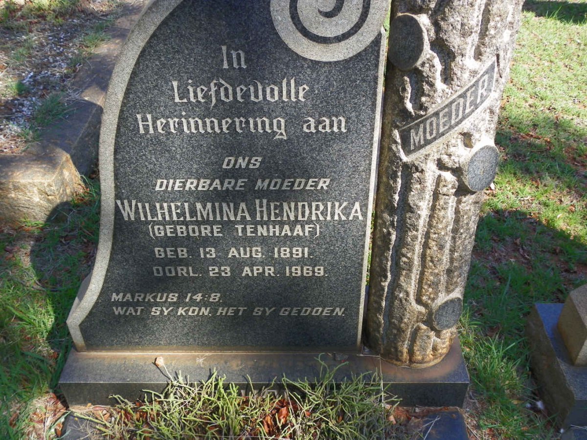 OBERHOLZER Wilhelmina Hendrika nee TENHAAF 1891-1969