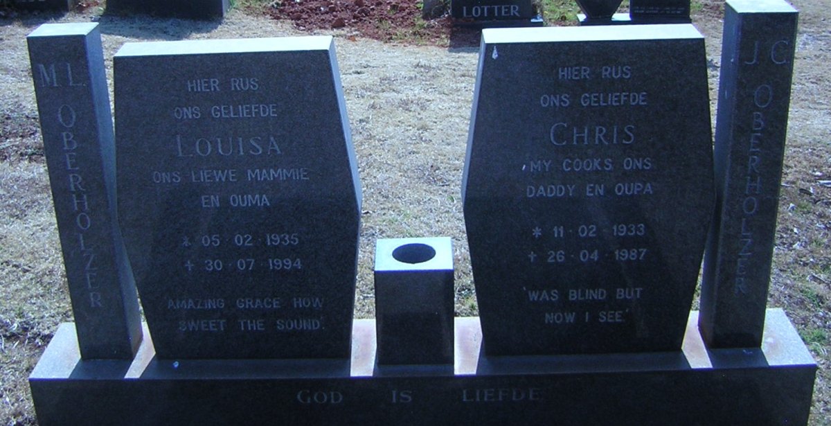 OBERHOLZER J.C. 1933-1987 &amp; M.L. 1935-1994