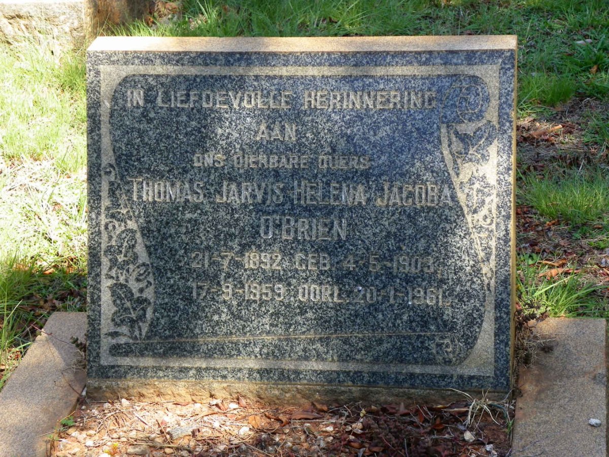 O'BRIEN Thomas Jarvis 1892-1959 &amp; Helena Jacoba 1903-1961