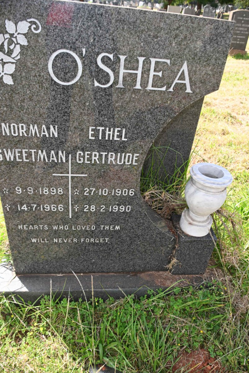 O'SHEA Norman Sweetman 1898-1966 &amp; Ethel Gertrude 1906-1990