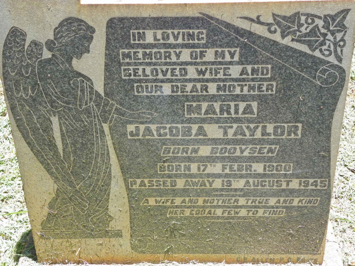 TAYLOR Maria Jacoba nee BOOYSEN 1900-1945
