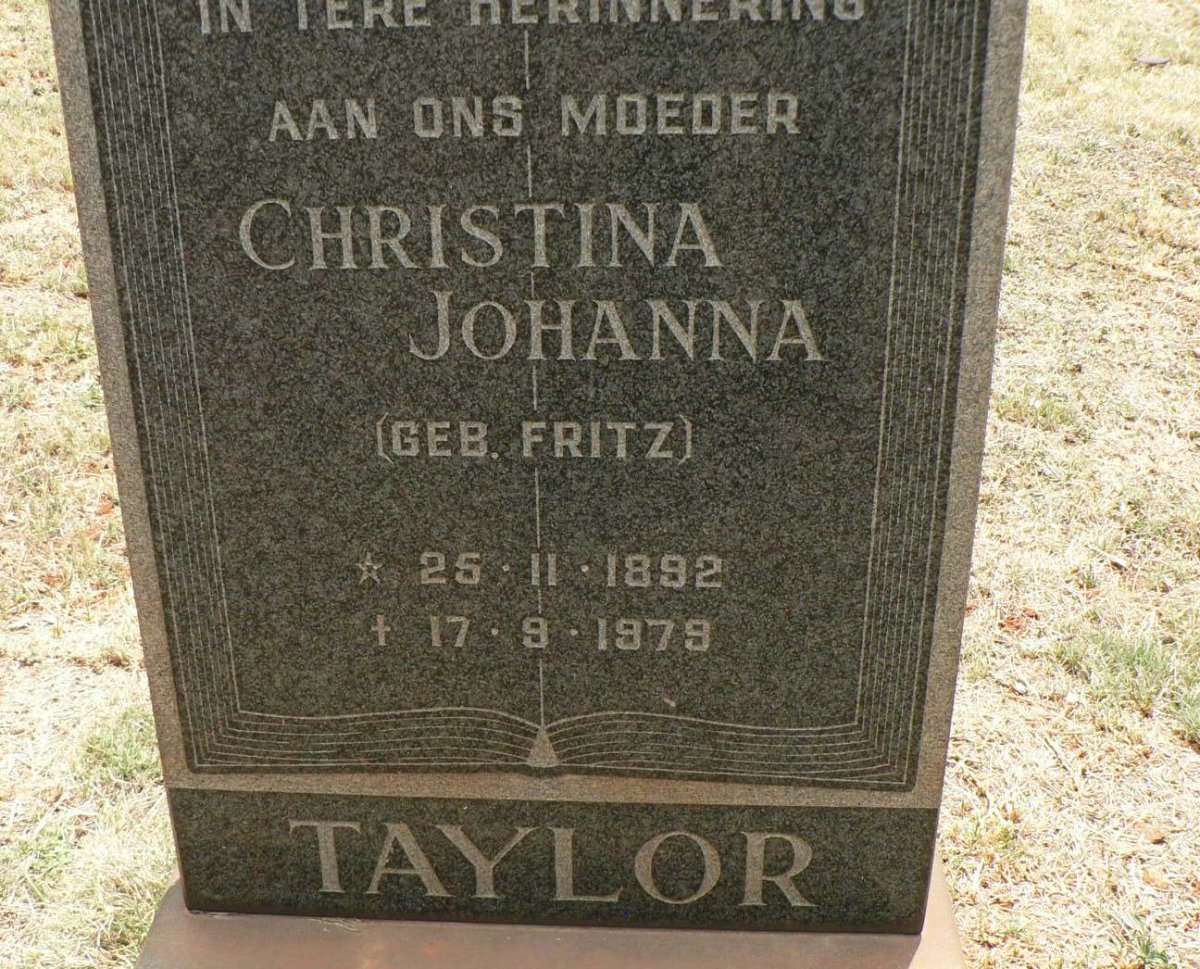 TAYLOR Christina Johanna nee FRITZ 1892-1979