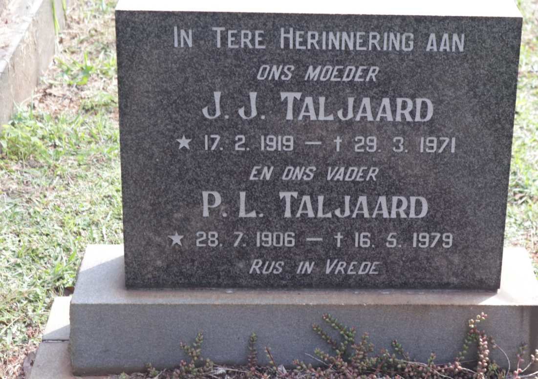 TALJAARD P.L. 1906-1979 &amp; J.J. 1919-1971
