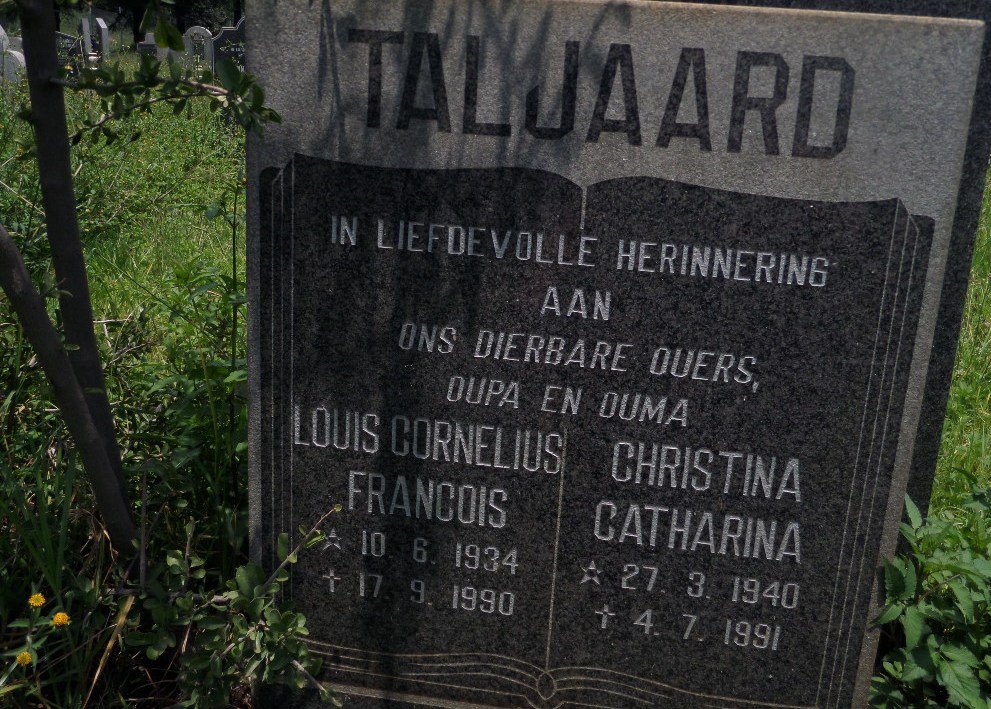 TALJAARD Louis Cornelius Francois 1934-1990 &amp; Christina Catharina 1940-1991