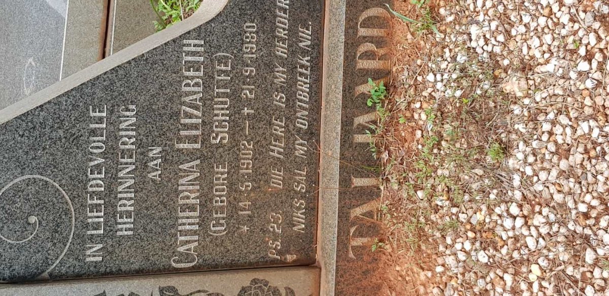 TALJAARD Catherina Elizabeth nee SCHUTTE 1902-1980