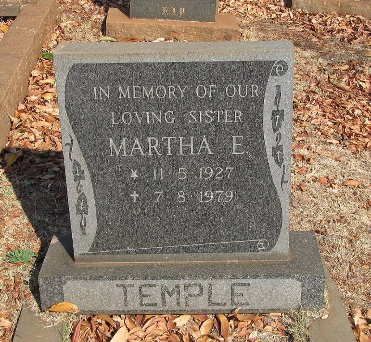 TEMPLE Martha E. 1927-1979