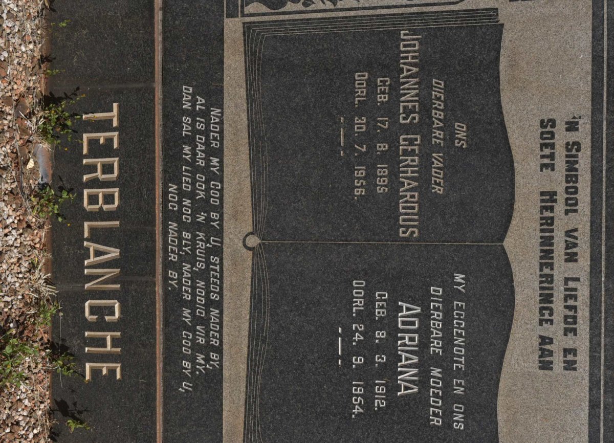 TERBLANCHE Johannes Gerhardus 1895-1956 &amp; Adriana 1912-1954