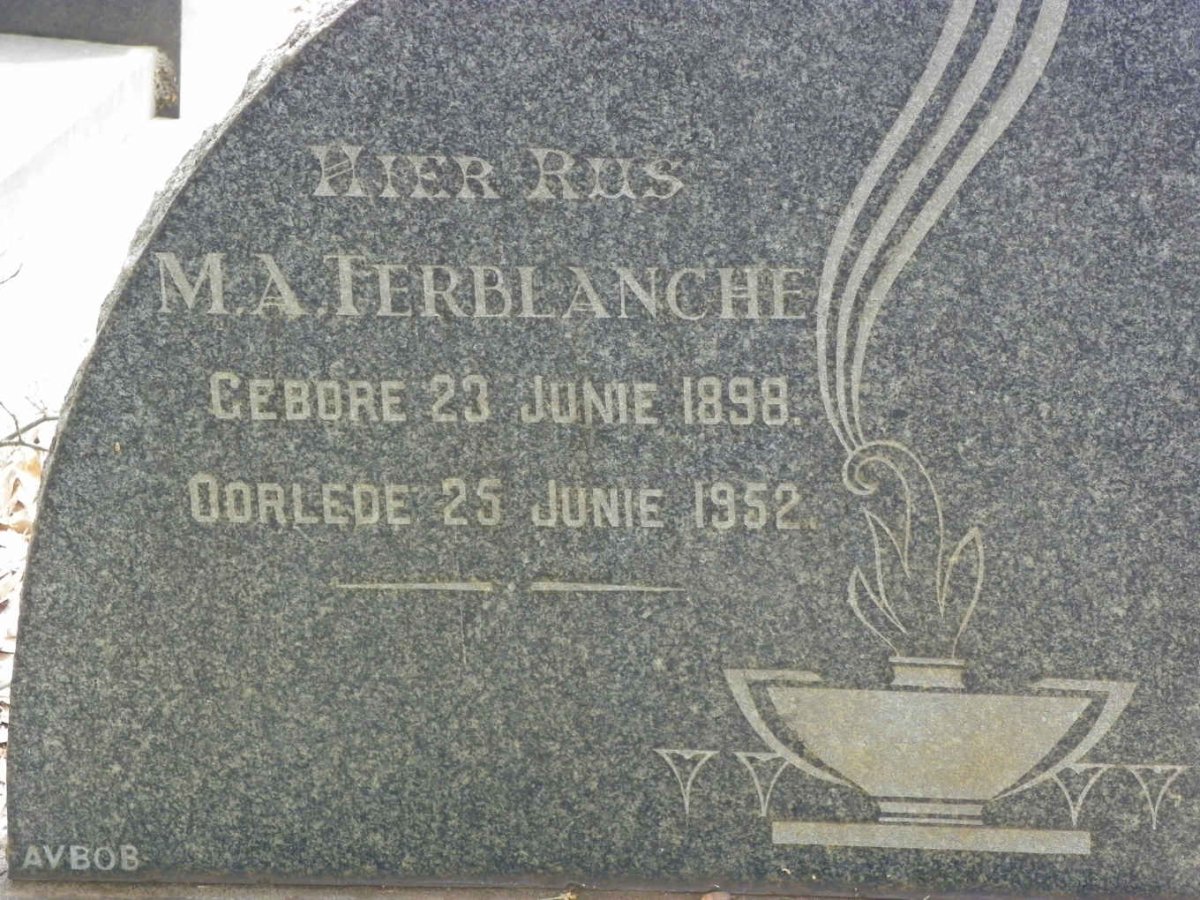 TERBLANCHE M.A. 1898-1952