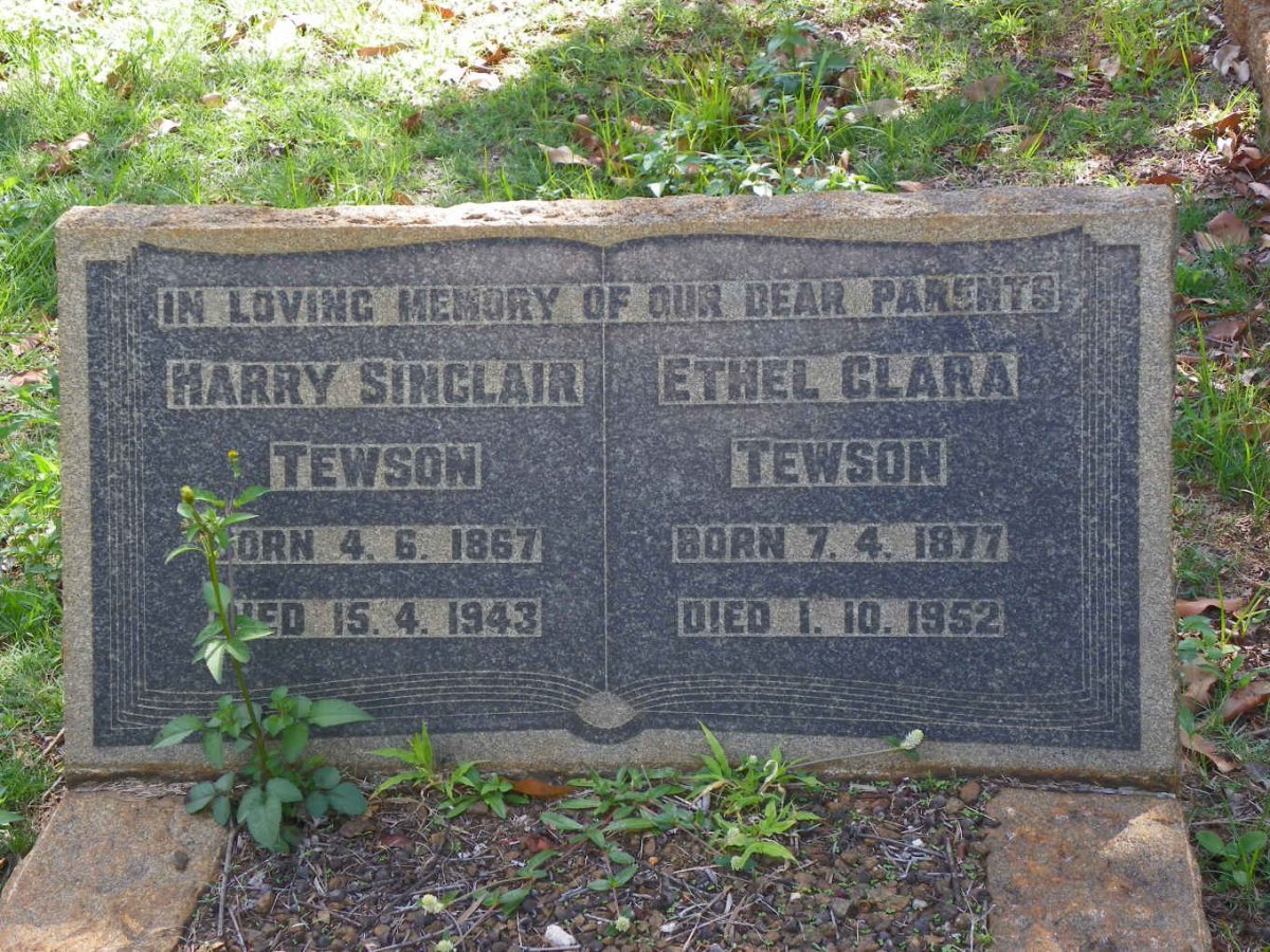 TEWSON Harry Sinclair 1867-1943 &amp; Ethel Clara 1877-1952